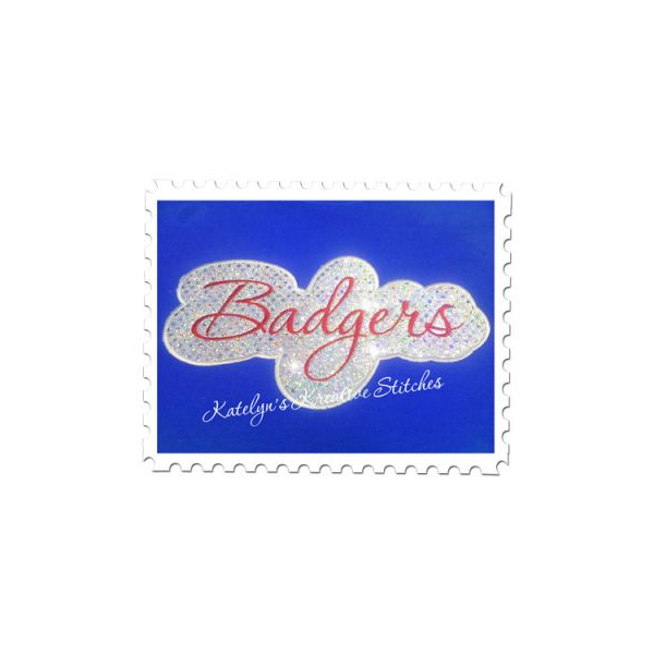Badgers Applique Script Satin