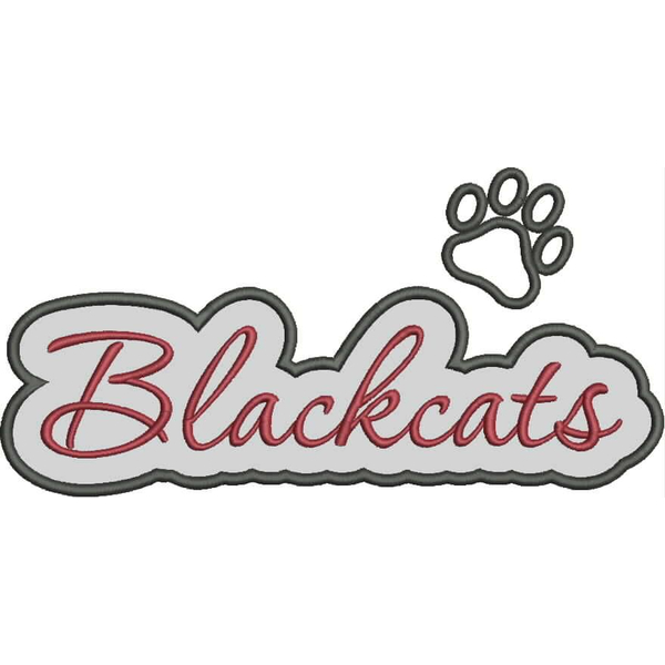 Blackcats Applique Script Satin Snap Shot