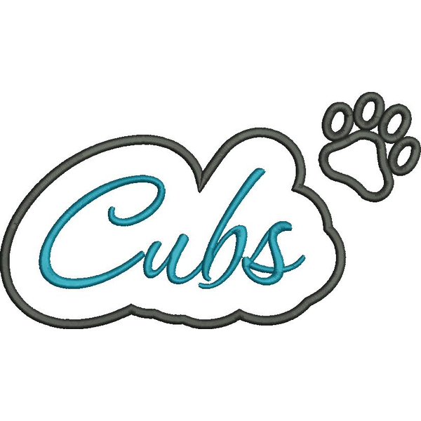 Cubs Applique Script Satin Snap Shot
