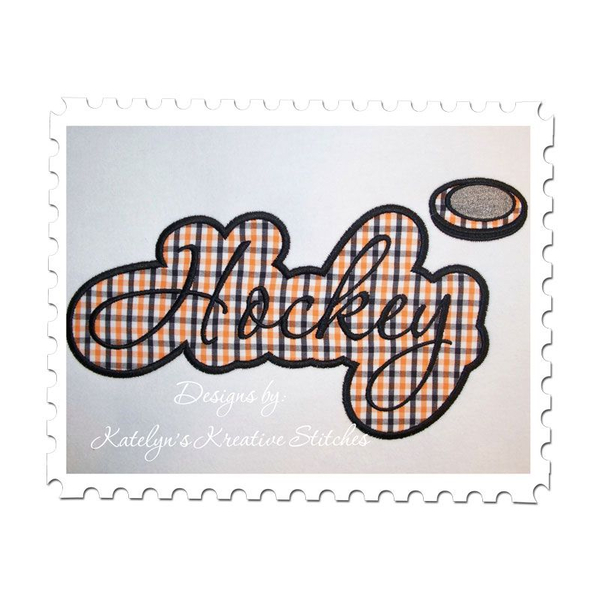Hockey Applique Script Satin