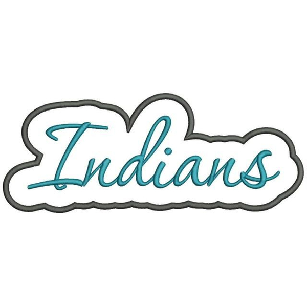 Indians Applique Script Satin Snap Shot