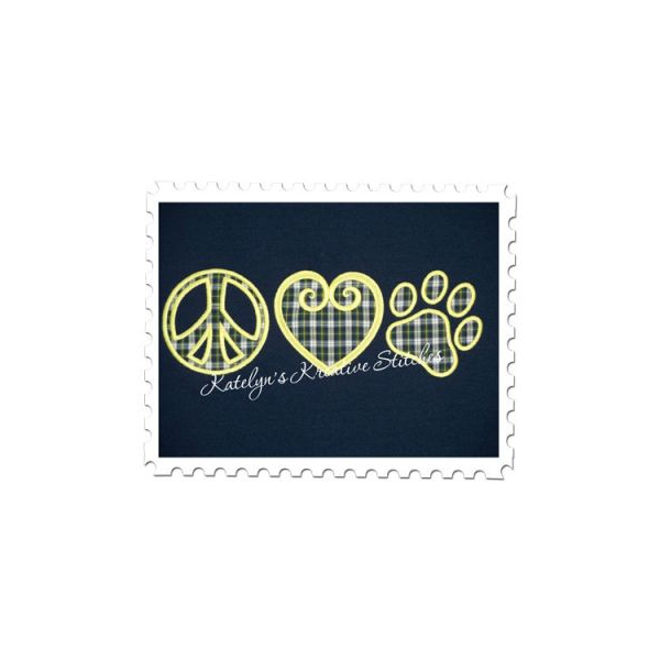 Peace Love and Paw Applique