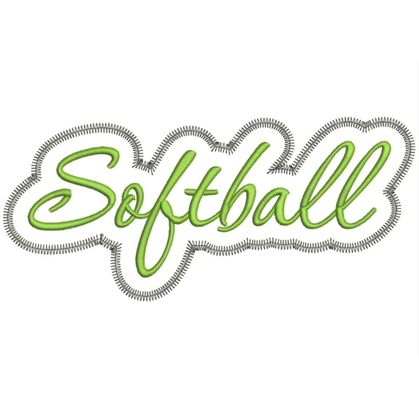 Softball Applique Script Zig Zag Snap Shot