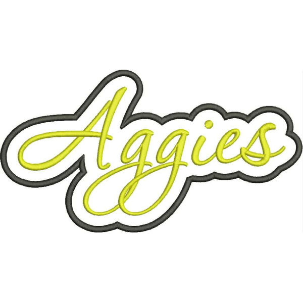 Aggies Applique Script Satin Snap Shot