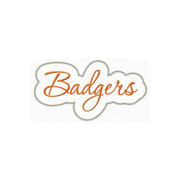 Badgers Applique Script Zig Zag Snap Shot