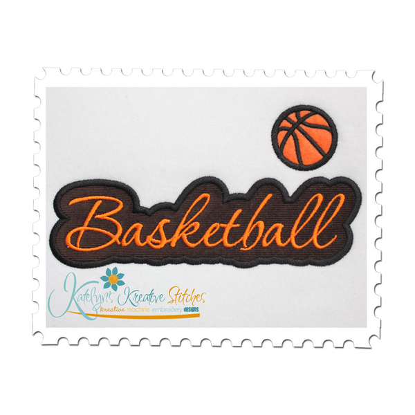 Basketball Applique Script Satin