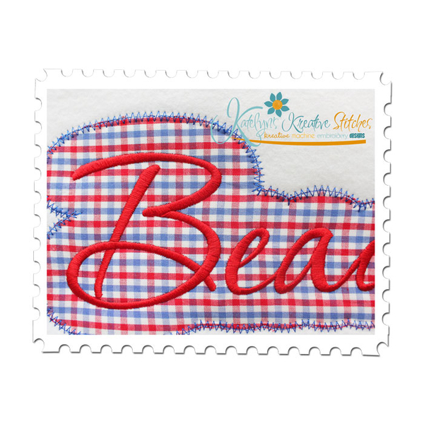 Beavers Applique Script Zig Zag Close Up