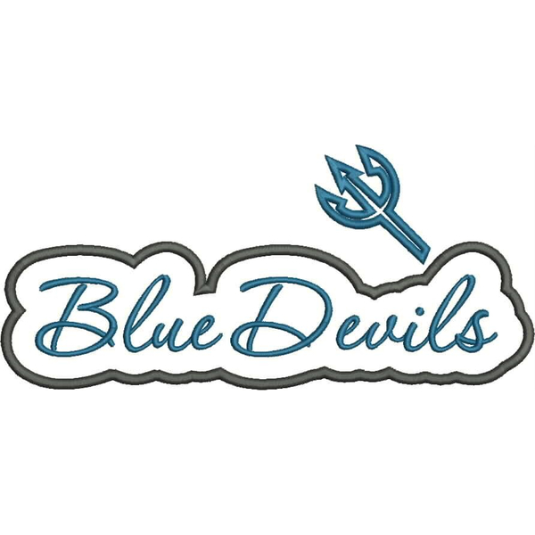Blue Devils Applique Script Satin Snap Shot