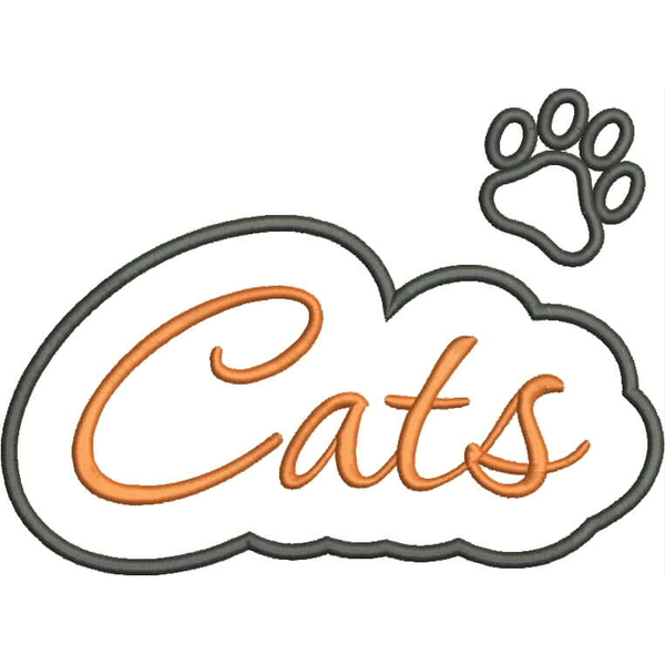 Cats Applique Script Satin Snap Shot