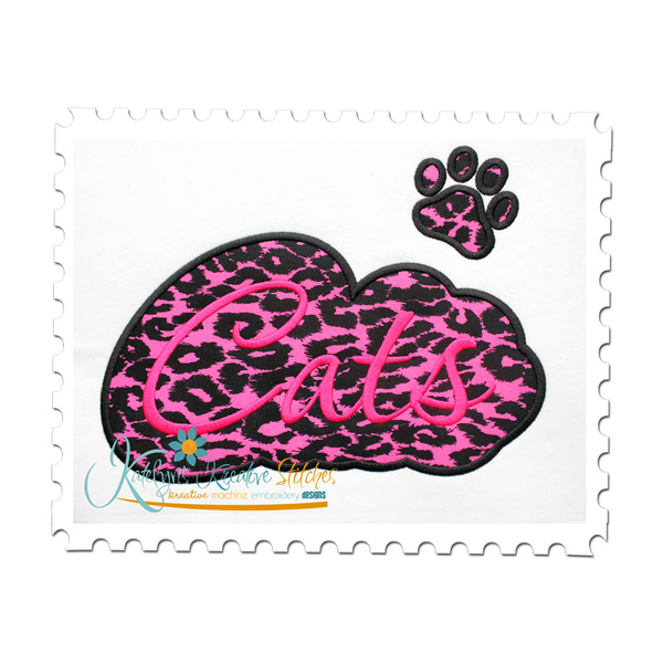 Cats Applique Script Satin