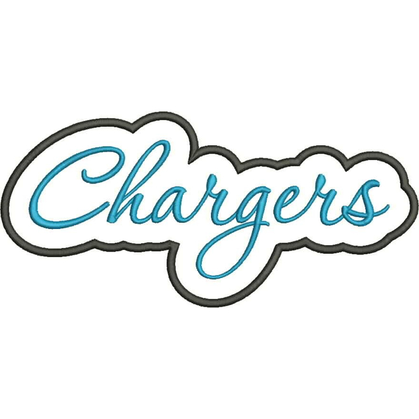 Chargers Applique Script Satin Snap Shot
