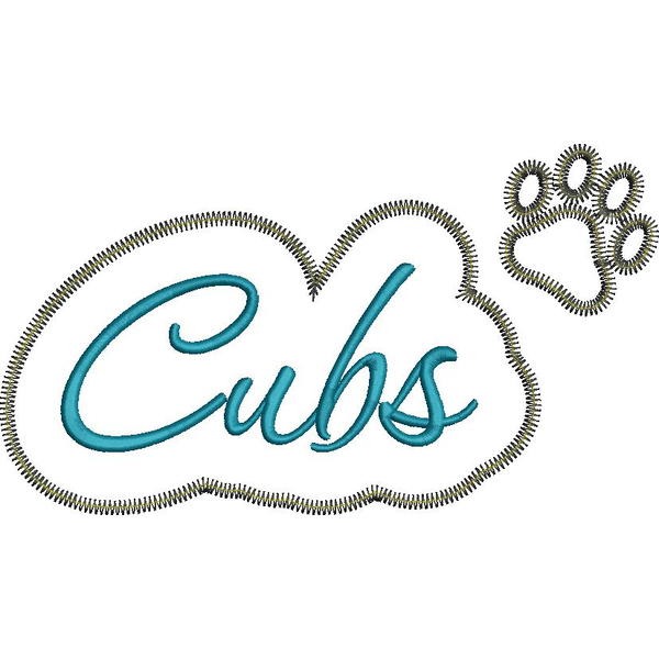 Cubs Applique Script Zig Zag Snap Shot