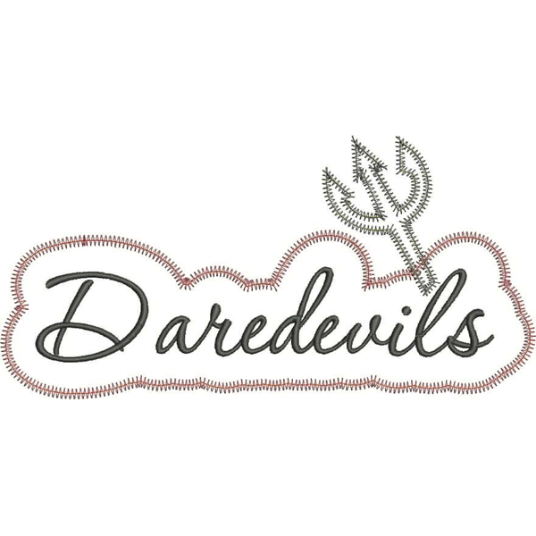 Daredevils Applique Script Zig Zag Snap Shot