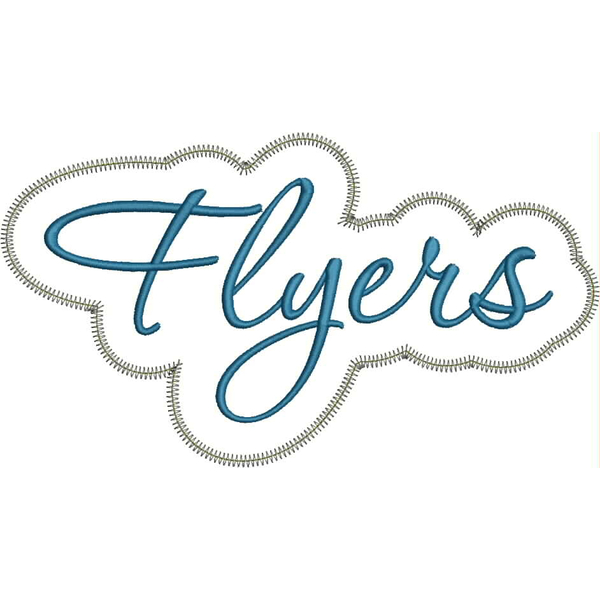 Flyers Applique Script Zig Zag Snap Shot