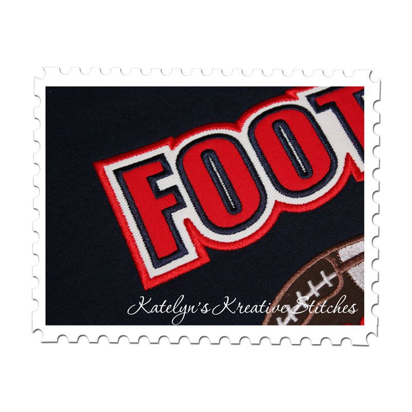 Football Text Applique Close Up