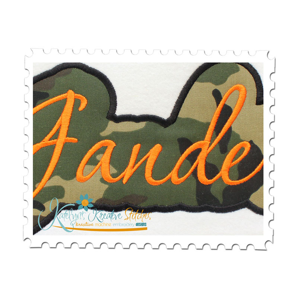 Ganders Applique Script Satin Close Up