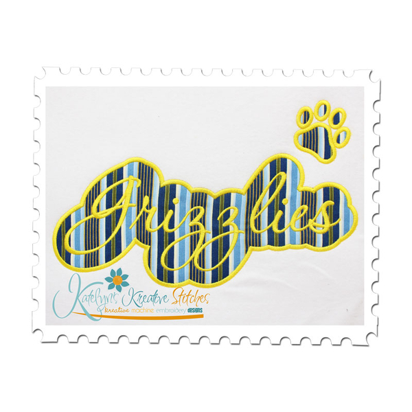 Grizzlies Applique Script Satin