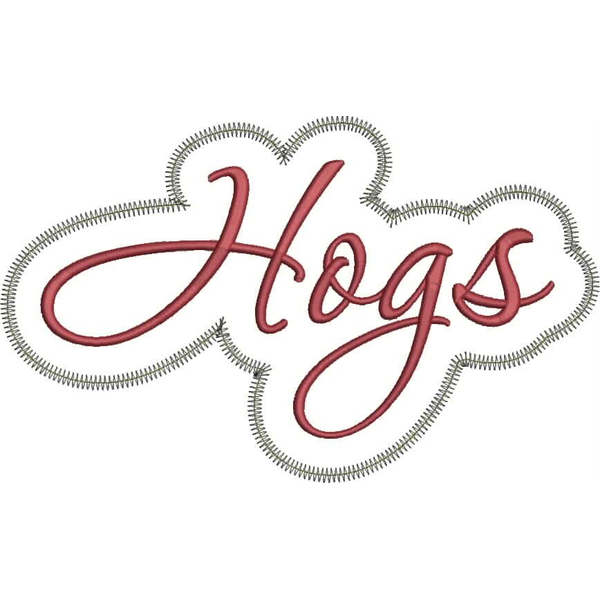 Hogs Applique Script Zig Zag Snap Shot