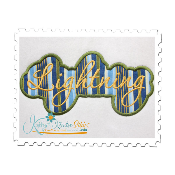 Lightning Applique Script Satin
