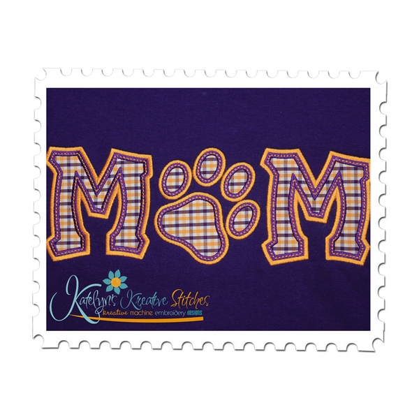 MOM Applique with Paw