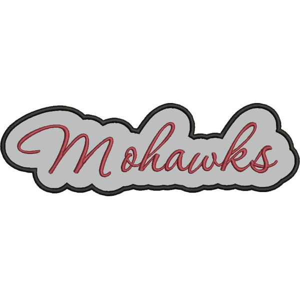 Mohawks Applique Script Satin Snap Shot