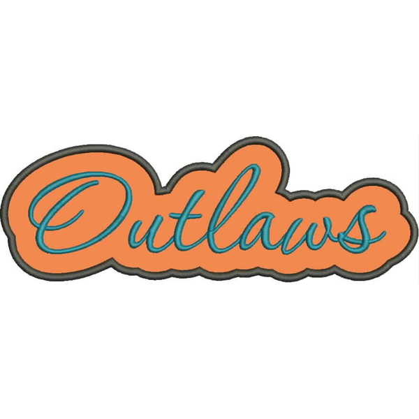 Outlaws Applique Script  Satin Snap Shot