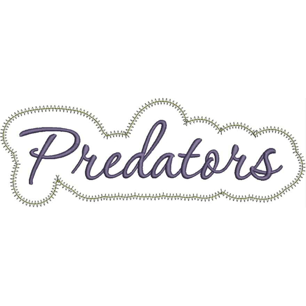 Predators Applique Script Zig Zag Snap Shot