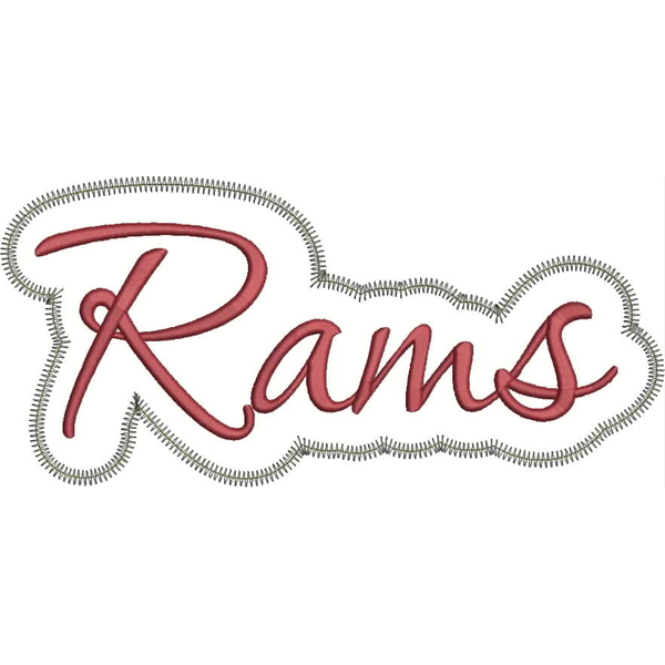 Rams Applique Script Zig Zag Snap Shot