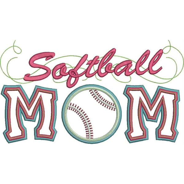 Softball Mom Applique Snap Shot