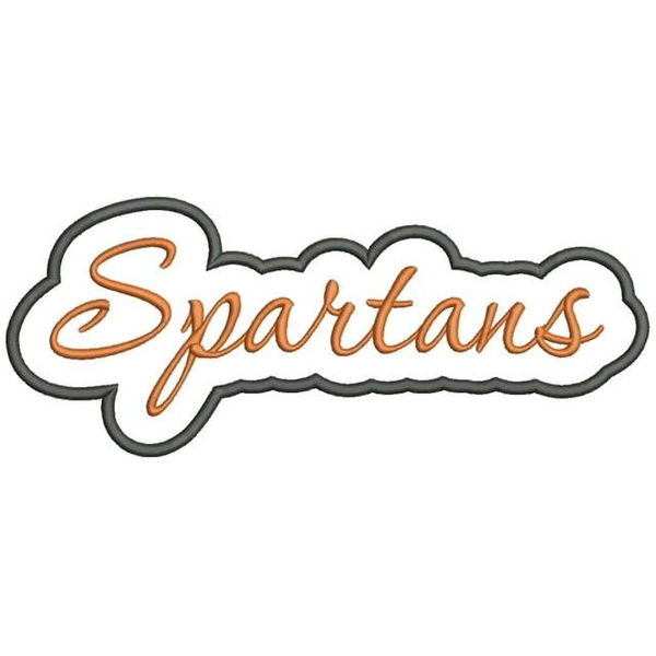 Spartans Applique Script Satin