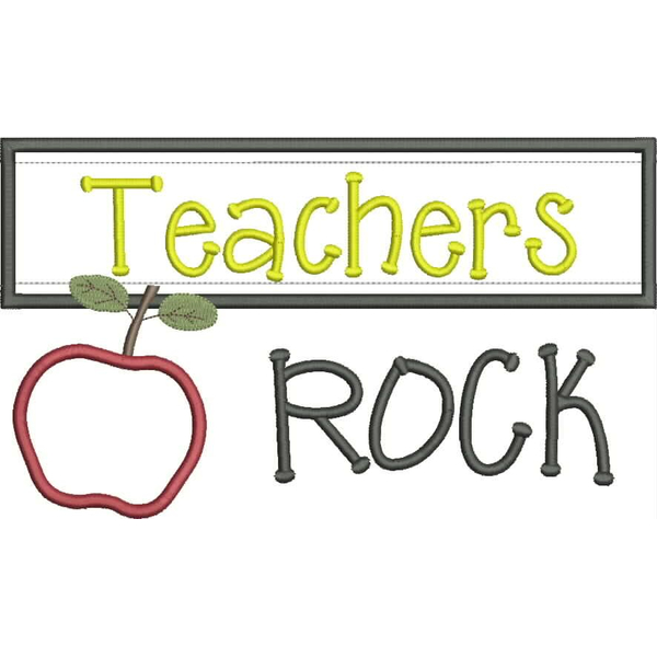 My Teacher Rocks Chalkboad Applique Snap Shot