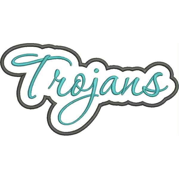 Trojans Applique Script Satin