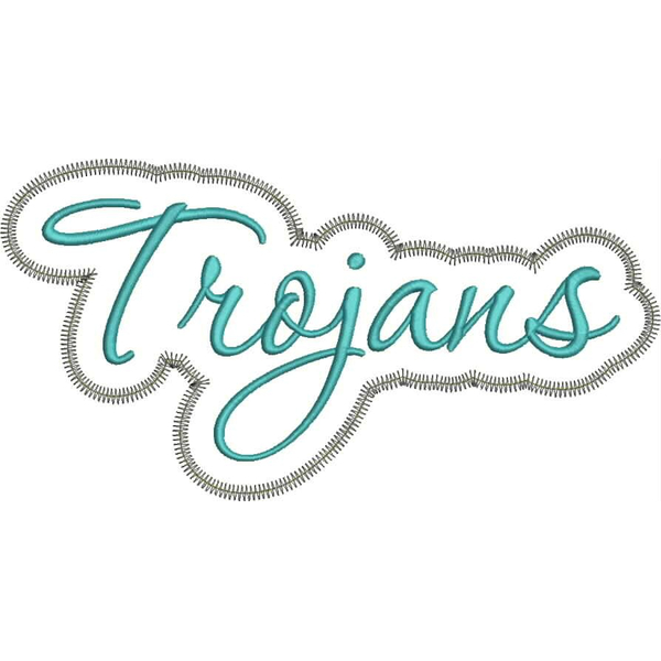 Trojans Applique Script Zig Zag