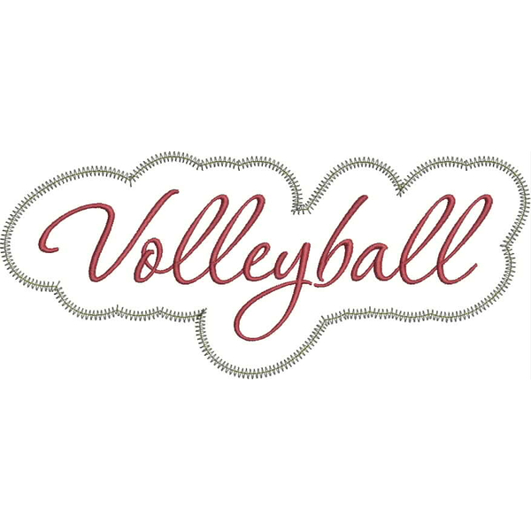 Volleyball Applique Script Zig Zag Snap Shot