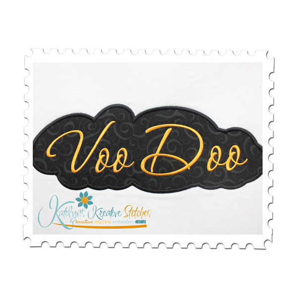 Voo Doo Applique Script Satin