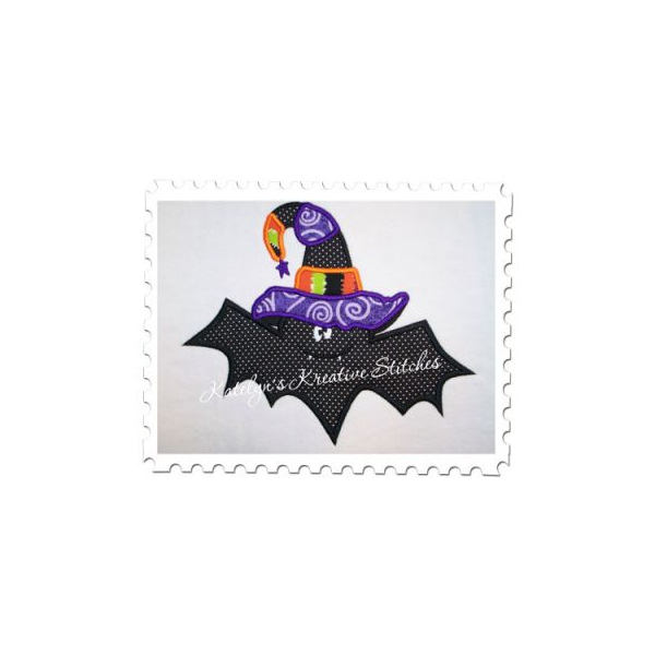 Witch Hat and Bat Applique