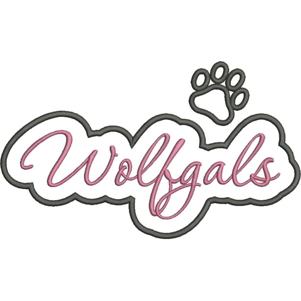 Wolfgals Applique Script Satin Snap Shot