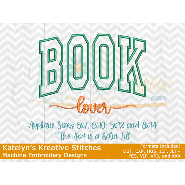 Book Lover Arched Embroidery