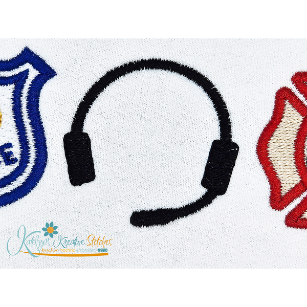 Dispatch Headset Icon Embroidery - Filled and Outline Versions