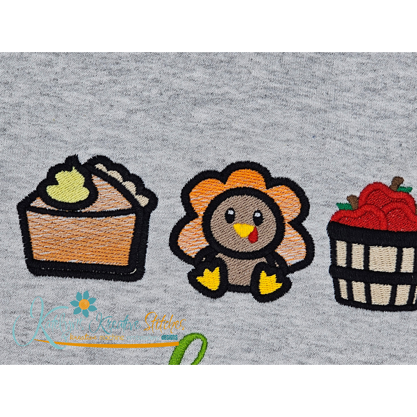 Happy Fall Icon Embroidery - Filled and Outline Versions, 3 image
