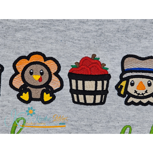 Happy Fall Icon Embroidery - Filled and Outline Versions, 4 image