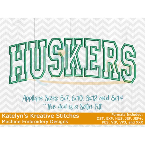 Huskers Arched Embroidery
