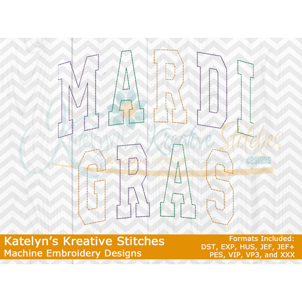 Mardi Gras Arched - Bean Stitch Applique - 2 Rows