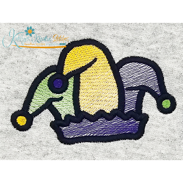 Mardi Gras Jester Hat Icon Embroidery