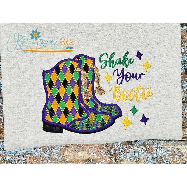 Shake Your Bootie - Mardi Gras Boots Applique