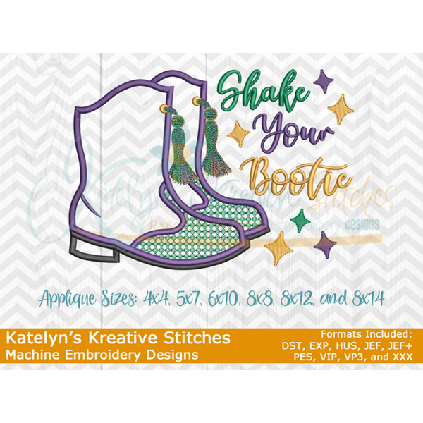 Shake Your Bootie - Mardi Gras Boots Applique, 5 image