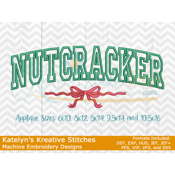 Nutcracker Arched Applique Embroidery with Bow