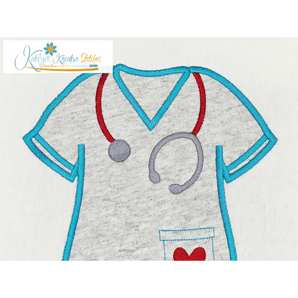 Scrub Top Applique with Heart, 2 image