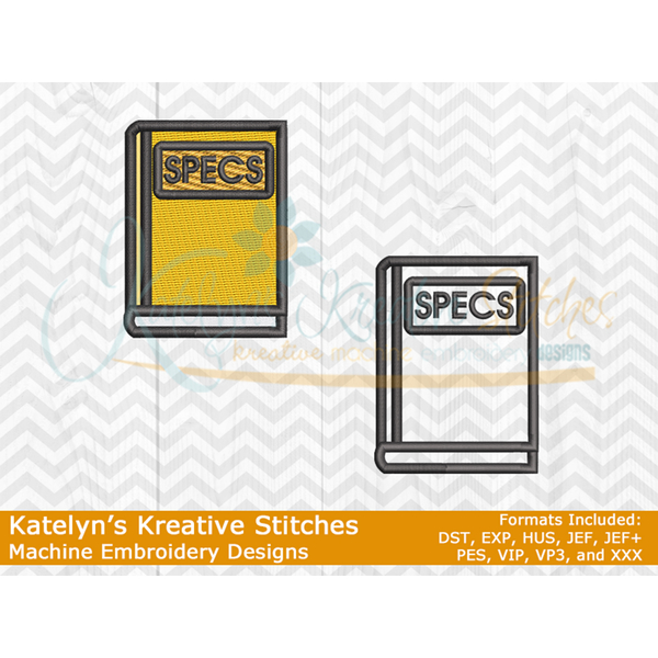 Specs Book Icon Embroidery
