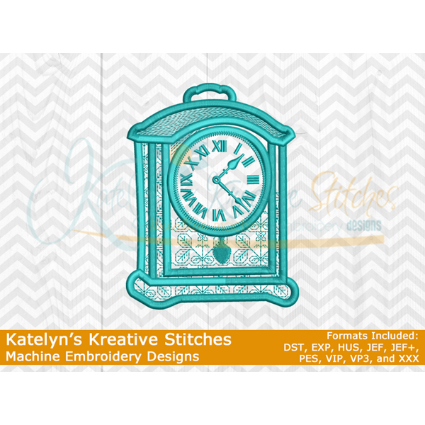 Vintage Clock - Outline Embroidery